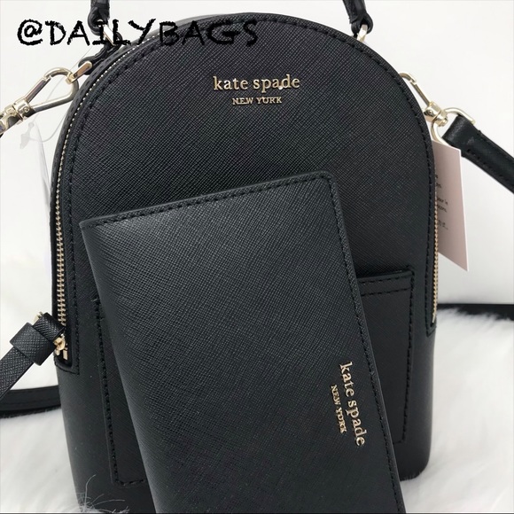 KATE SPADE MINI CONVERTIBLE BACKPACK BLACK WALLET - Picture 2 of 8